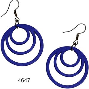 Blue Wooden Earrings- Twirl